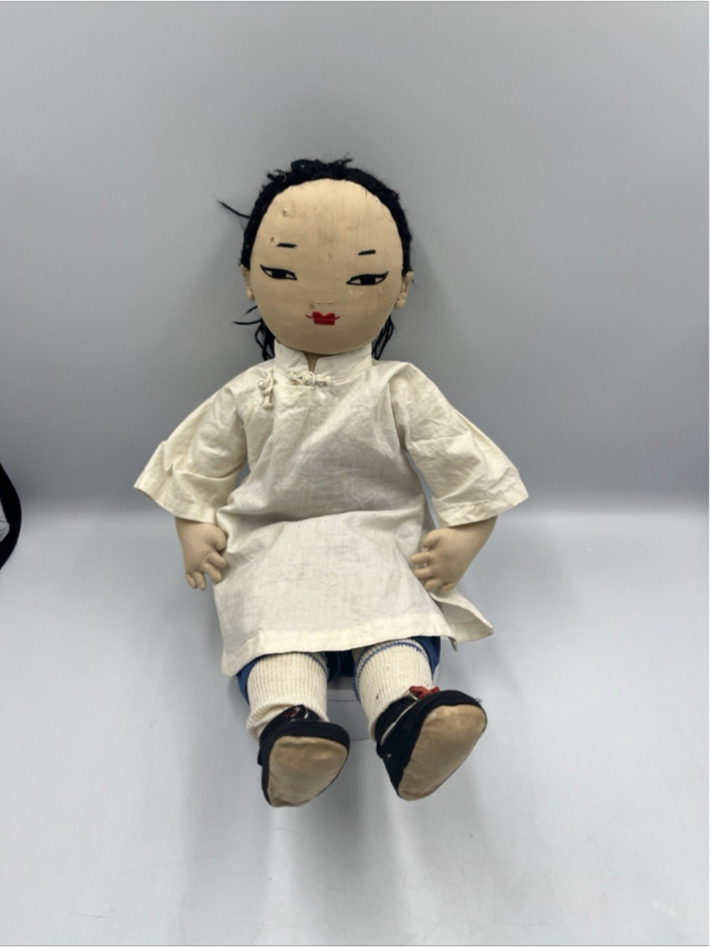 Vintage Handmade HONG KONG STAMPED Japanese Chinese Cloth Rag Doll AS IS SEE ALL